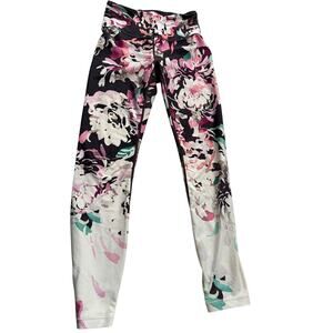 EUC Athleta floral leggings colorful pastel sz XS activewear yoga